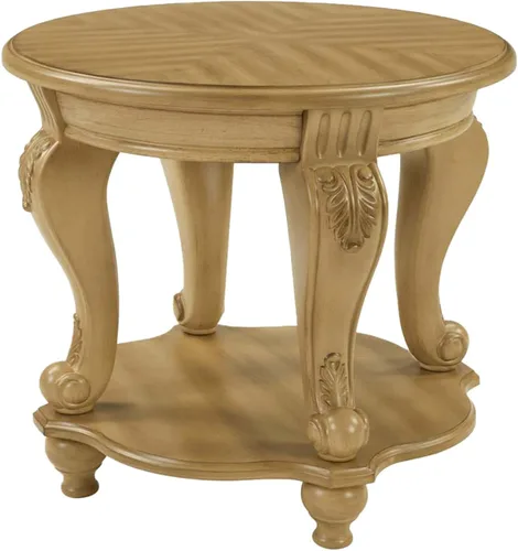 Vista 14 de Mesa de café ovalada de madera para sala de estar, mesa de café de dos niveles de madera maciza con estante de almacenamiento abierto, mesa