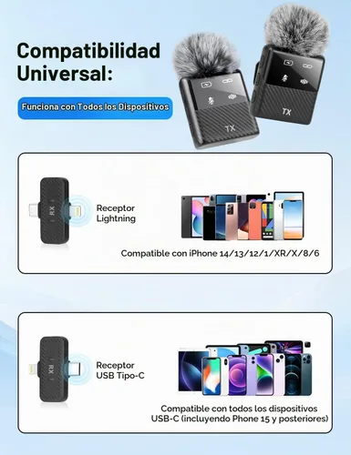 Vista 6 de Mini micrófono inalámbrico Lavalier para iPhone, iPad, teléfono Android, reducción de ruido, clip magnético Plug and Play, micrófono de solapa