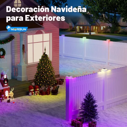 Vista 7 de NIORSUN - Luces solares de poste de 4 x 4 que cambian de color, luz solar para poste, paquete de 12 unidades, color blanco RGB Solar Post Cap Lights