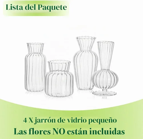 Vista 6 de Hewory - Mini jarrones de vidrio para centros de mesa, pequeños jarrones transparentes a granel, lindos jarrones de flores para bodas, decoración
