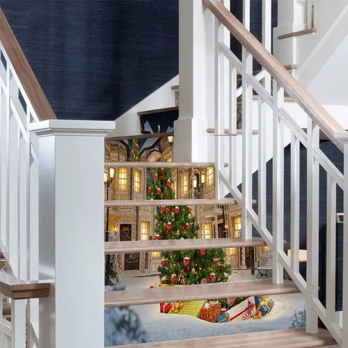 Vista 5 de Pegatinas de Año Nuevo Navidad 3D Escalera Pegatinas (6 Piezas/Pieza) Pasillos Decorativos Hogar PVC Impermeable Pared Pegatinas