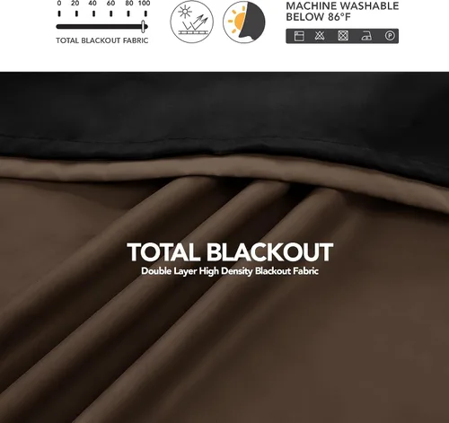 Vista 116 de Deconovo Cortinas opacas 100% con forro negro, cortinas con ojales aisladas térmicamente que reducen el ruido, doble capa para oscurecer