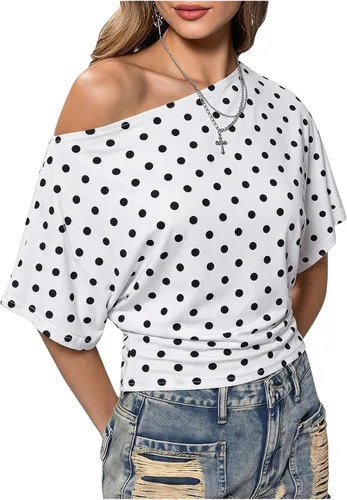 Vista 22 de SweatyRocks Women's Off The Shoulder Tops Asymmetrical Summer Going Out Top Negro