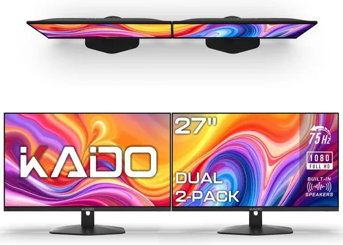 Vista 7 de Kado - Paquete de 2 monitores de computadora Dual 27" Curvo 1500R 1920x1080 75Hz FHD