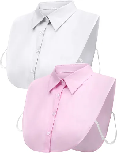 Vista 12 de Tatuo 2 piezas de cuello falso desmontable para mujer, camisas Dickey mitad falsa blusa Dickey