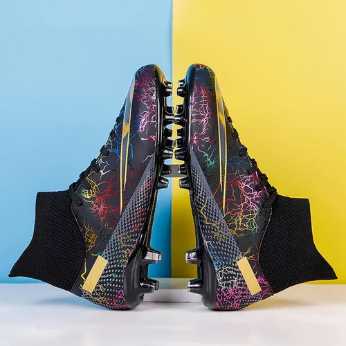 Vista 8 de Zapatos de fútbol para hombre, tacos de fútbol altos, con cordones, antideslizantes, para exteriores, AGFG, béisbol, lacrosse, rugby, botas