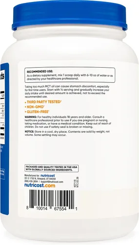 Vista 4 de Nutricost Aceite de C8 MCT en polvo 2LBS (0.95kg) - 95% Aceite de C8 MCT en polvo