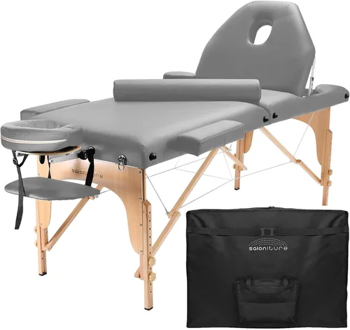 Vista 9 de Mesa de masaje portátil profesional con respaldo, varios colores disponibles, de Saloniture , Negro
