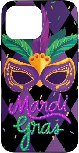 Vista 17 de Funda para iPhone 11 Pro Max Mardi Gras NOLA Festive Carnival Mask New Orleans Party Case