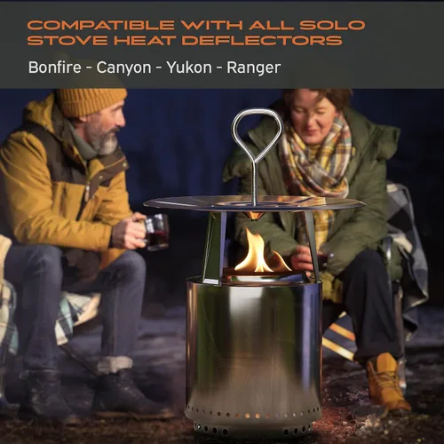 Vista 7 de Hickory Summit Mango de acero inoxidable para deflector de calor de estufa individual - Compatible con deflector solostove Yukon, Bonfire, Canyon