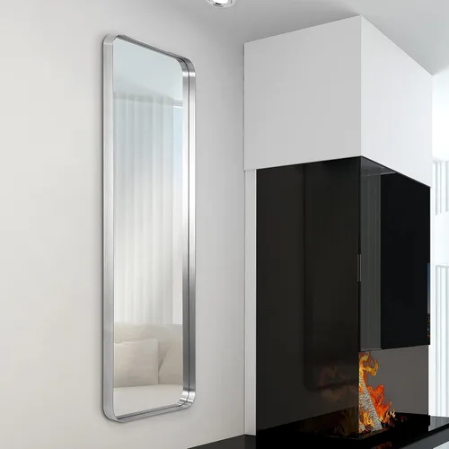 Vista 25 de Empire Art Direct Espejo de pared rectangular de acero inoxidable dorado ultra cepillado, espejo para baño, dormitorio, sala de estar, listo