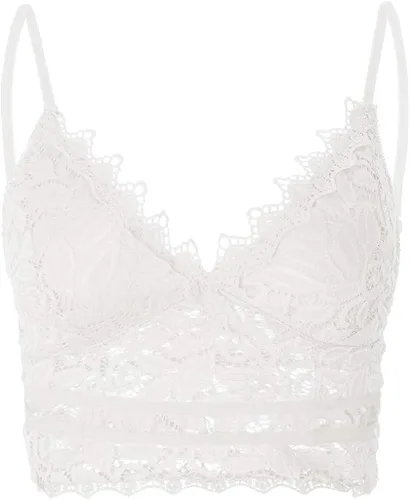 Vista 3 de Camiseta sexy para mujer, ribete de encaje de verano, festoneado, ahuecado, transparente, escote transparente, para fiesta nocturna y club