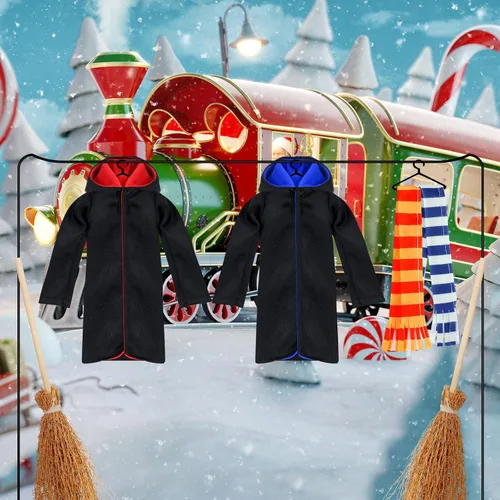 Vista 7 de Libima 6 Pcs Christmas Doll Clothes Accessories Halloween Wizard Clothes Wizard Robe and Broom Doll Costume
