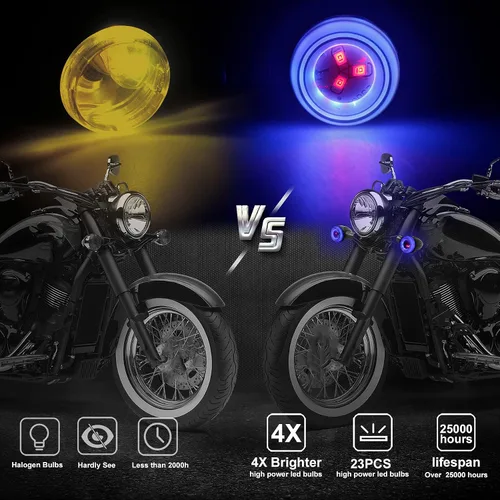 Vista 5 de NTHREEAUTO Luces intermitentes secuenciales LED para motocicleta, intermitentes universales tipo bala compatibles con Harley Honda Kawasaki Yamaha