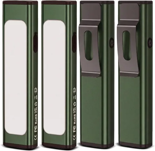 Vista 24 de Linterna plana EDC recargable, 1200 lúmenes USB-C (naranja, 1 unidad) Linterna de bolsillo con clip, 9 modos de luz magnética impermeable pequeña