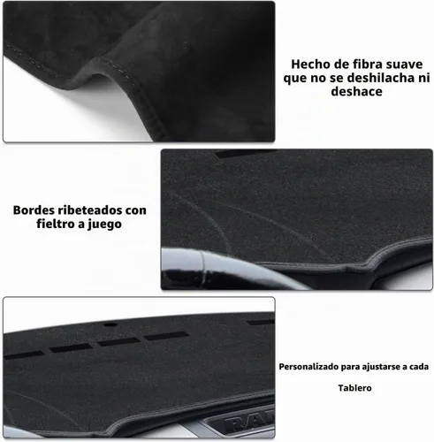 Vista 5 de POSAID Alfombrilla para salpicadero para Dodge Ram 1500 2500 3500, funda protectora personalizada para salpicadero Dodge Ram, Negro, 2010-2018