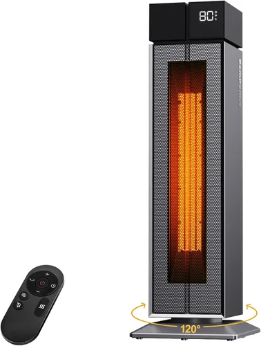 Vista 9 de Calentador de espacio para habitación grande, calentadores eléctricos de 25 pulgadas para uso en interiores con oscilación de 120°, 3 niveles