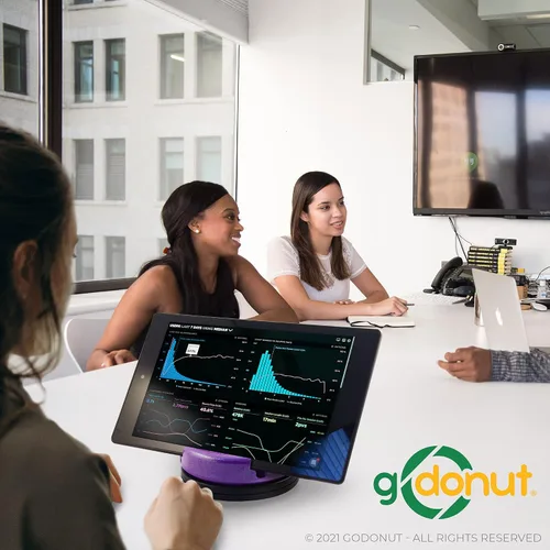 Vista 3 de GoDonut Soporte giratorio para teléfono 360 grados - Soporte para teléfono celular + organizador de escritorio para iPad - Compatible con tableta