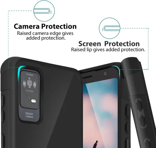 Vista 5 de TJS - Funda para teléfono compatible con TCL ION X, V, 40 Z, color negro