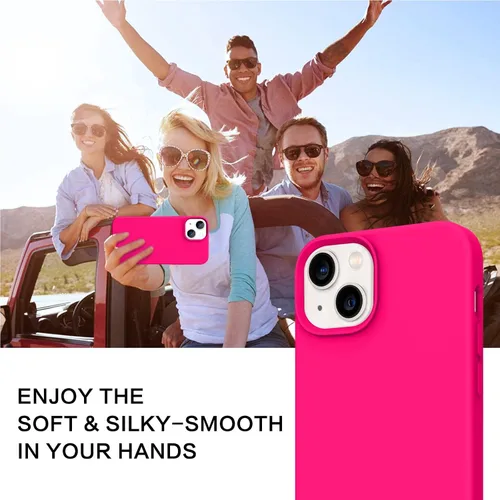 Vista 8 de BENTOBEN Funda para iPhone 13 Mini, silicona líquida de silicona suave, antiarañazos, a prueba de golpes, con forro de microfibra, rosa intenso Rosa