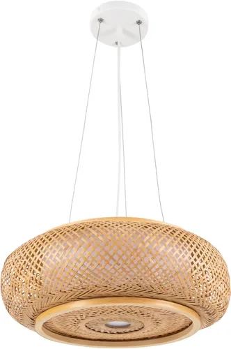 Vista 16 de Lámpara colgante de bambú tejida a mano, lámpara de ratán de una sola luz, tejido de madera natural, accesorio colgante de techo con cable ajustable