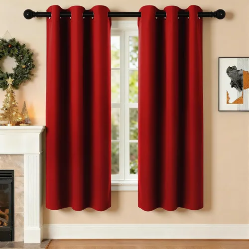 Vista 129 de Cortinas de oscurecimiento de habitación de 45 pulgadas de largo para dormitorio y sala de estar, cortinas térmicas aislantes con ojales