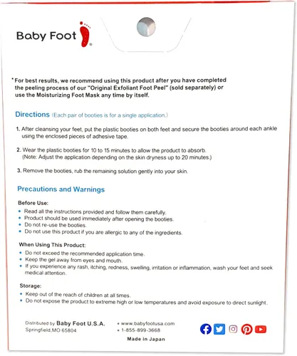 Vista 7 de Baby Foot Mascarilla humectante sin perfume que no se despega – Hidrata y Refesh en 15 minutos – Tratamiento sin dolor en los pies – Para hombres