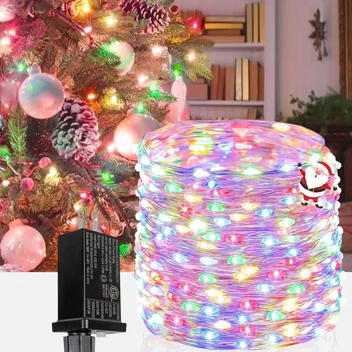 Vista 35 de Guirnalda de luces LED enchufables de 33 pies, impermeable, para exteriores e interiores, 8 modos con temporizador, luz de Navidad, decoración