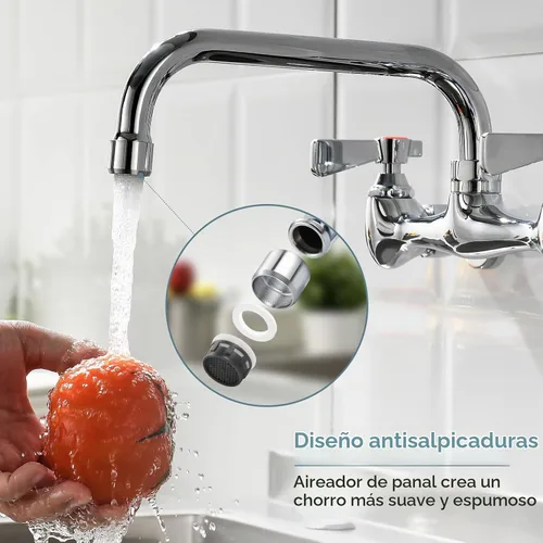 Vista 4 de CENOSA Grifo de montaje en pared de 8 pulgadas, grifo de fregadero Cromo