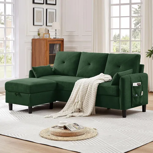 Vista 16 de Juego de sofá modular convertible, sofá en forma de L de 77 pulgadas con otomana y sofá biplaza de 48 pulgadas, sofás modernos para sala de estar