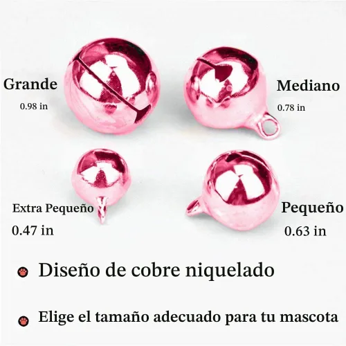 Vista 4 de 4 juegos de campanas de gato para collar de perro, accesorios colgantes de entrenamiento para mascotas con 2 clips de acero inoxidable para placa