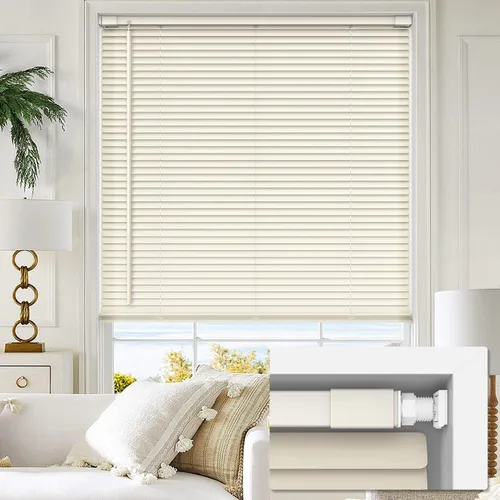 Vista 13 de LazBlinds sin herramientas sin taladro persianas mini de vinilo de 1 pulgada, persianas inalámbricas para ventanas, persianas y cortinas