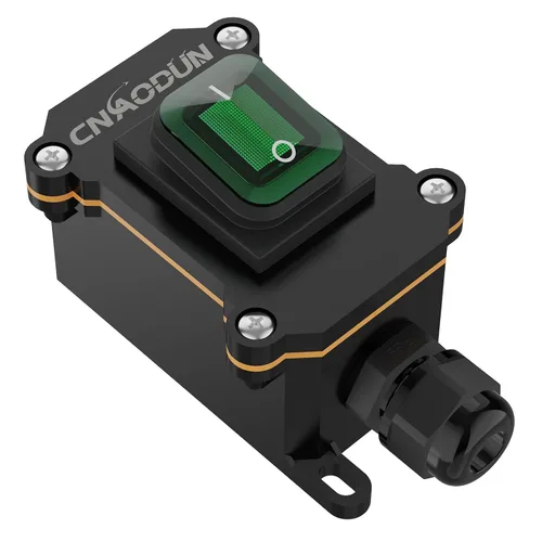 Vista 10 de Interruptor de línea impermeable, CNAODUN 12V DC 20A interruptor de palanca de encendido/apagado con botón basculante de luz verde DPST doble salida