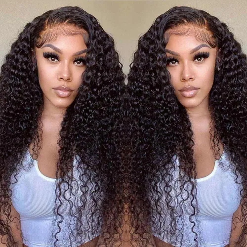 Vista 5 de Pelucas de cabello humano brasileño virgen brasileño ondulado ondulado profundo 360 con encaje frontal transparente HD predepilado con abuelitos