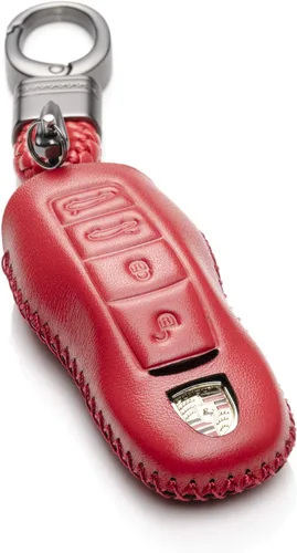 Vista 13 de Vitodeco Funda de piel auténtica con control remoto sin llave compatible con Porsche Panamera, Macan, Cayenne, 911 (3 botones, negro)