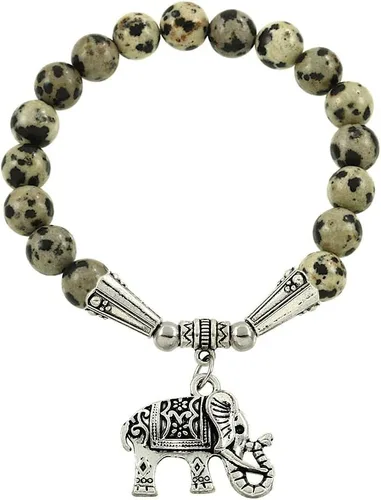 Vista 8 de Falari brazalete de piedras naturales de amuleto de elefante