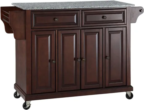 Vista 8 de Crosley Furniture isla de cocina con ruedas, Madera, Negro