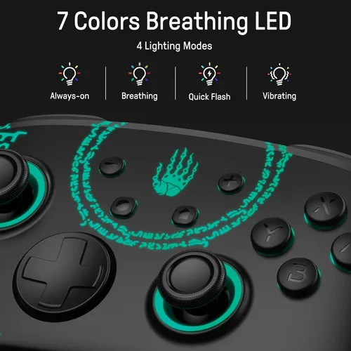 Vista 3 de Firefly Patrón luminoso Switch Pro Controlador inalámbrico compatible con Nintendo SwitchOLEDLite, mando a distancia Bluetooth FUNLAB con 7