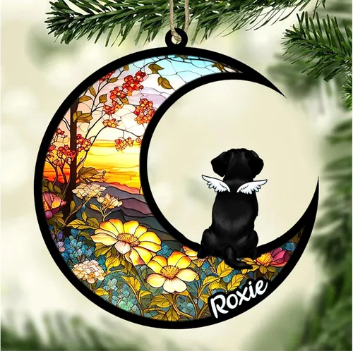 Vista 682 de LOVELYPOD Adorno de Navidad personalizado para perro Basset Hound (marrón) Basset Hound (marrón) adorno para atrapasoles de perro, razas de perros