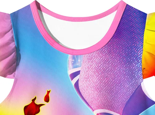 Vista 2 de NOALED Vestido para niñas pequeñas, vestidos de príncipes para niñas, manga corta con volantes, ropa para niñas, cuello redondo, vestido de disfraz