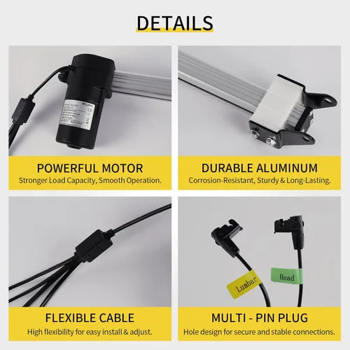 Vista 5 de Motor reclinable eléctrico de repuesto con cable modelo ML8-382 Actuador lineal para sofá, silla elevadora, sofá, asiento de masaje