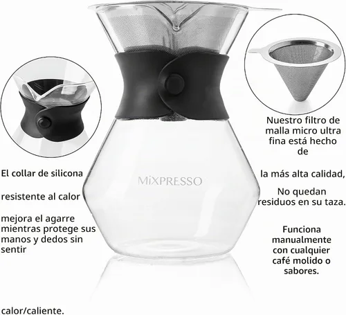 Vista 2 de Mixpresso Coffee cafetera de derrame, Transparente