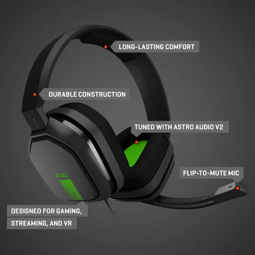 Vista 6 de ASTRO Gaming A10 Auriculares para Xbox OneNintendo Switch PS4 PC y Mac - Cable de 0138in y micrófono Boom de Logitech - Bulk Packaging - VerdeNegro