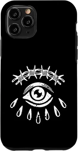 Vista 10 de iPhone 14 alambre de púas ojo gótico grunge punk alternativa tatuaje flash caso