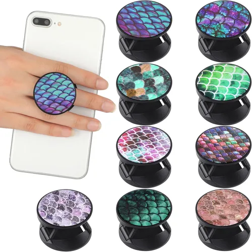 Vista 11 de Honoson 9 Piezas Soporte de Agarre para Teléfono Celular Soporte Plegable Colorido Autoadhesivo Anillo para Dedos de Sublimación para Teléfono