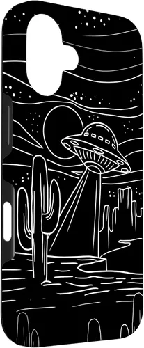 Vista 3 de iPhone 16 UFO Desert Retro Alien Spaceship Area 51 ET Space Lover Gift Case