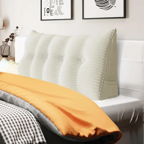 Vista 18 de Almohada de cuña acolchada de 8 libras para cabecero, posicionador corporal en forma de triángulo, almohada de lectura para la cama, almohada