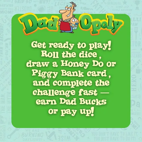 Vista 7 de DadOpoly - El divertido juego de mesa familiar para papás y niños, risas nocturnas familiares y diversión de humor para papá