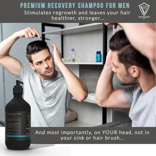 Vista 2 de Vantaggio Champú para la pérdida de cabello para hombres – Aumenta el crecimiento y el engrosamiento del cabello – DHT Blocker combate