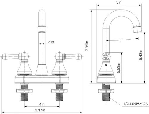 Vista 6 de Grifo para RV de Níquel Cepillado - Grifos de Lavabo de Baño No Metálicos para RVs, Quintas Ruedas, Autocaravanas, Remolques de Viaje